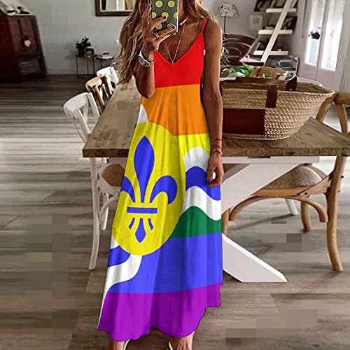 סנט לואיס גאווה דגל נשים של ספגטי רצועת שמלת נדנדה שחור שמלות קיץ חוף חופשת סיום