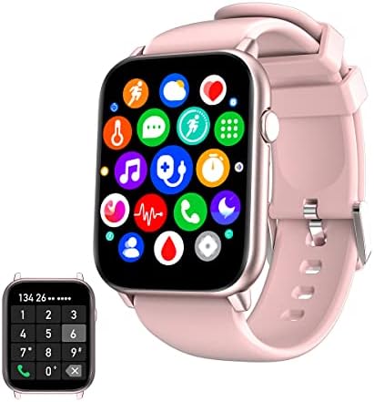 שעון חכם עם קריאת Bluetooth לנשים, 1.8 HD תצוגה בריאות שעון בריאות עם טמפרטורת גוף, לחץ דם, קצב