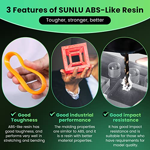 SUNLU 2000G שרף מדפסת תלת מימדית דמויי ABS, 405NM UV ריפוי פוטופולימר מהיר 3D שרף תלת מימד עבור