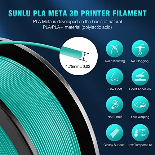 Sunlu Rainbow Silk Pla+ נימה מדפסת תלת מימדית ו- Pla Meta Pink, Plapt Pla+ נימה 1.75 ממ, 1 קג סליל, קשת