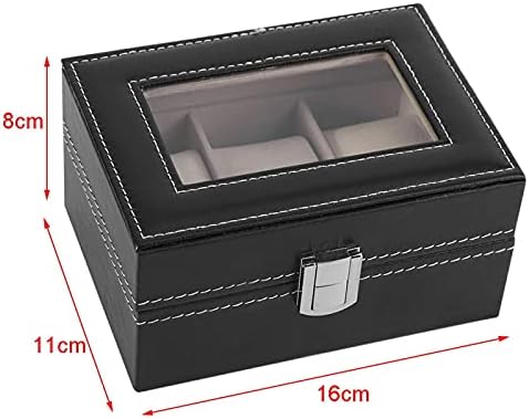 BordStract 3 קופסאות אחסון שעון חריץ, שעון עור הניתן לנעילה של PU מתארגן קופסאות תכשיטים משקפי שמש